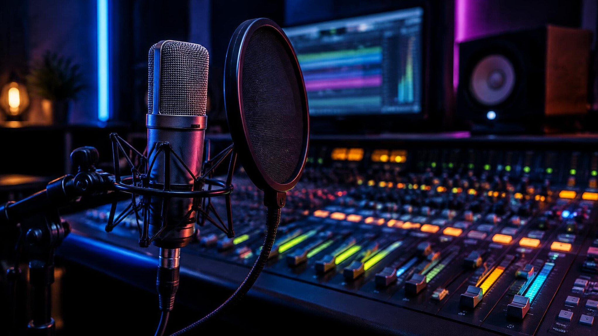Studio microphone and audio mixing console