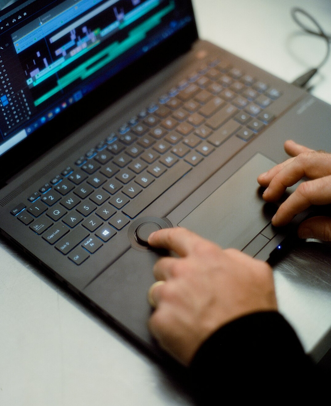 film editor at computer