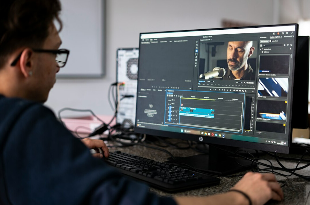 experienced video editor at work